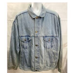 Vintage Pepsi Trucker Jacket Mens XL Light Wash Blue Denim Button 90s Y2K